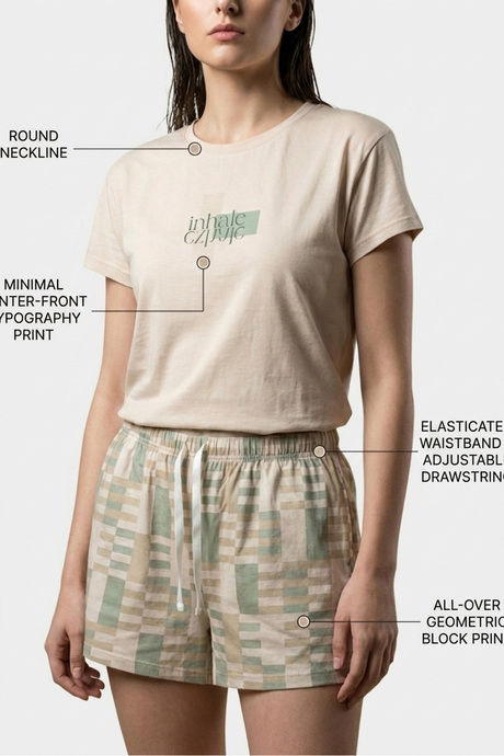 Sweet Dreams Graphic Printed Short Set - Cloud Cream — image 4